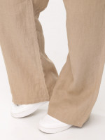 Брюки женские коричневые палаццо льняные с резинкой на поясе 20224-B-6
