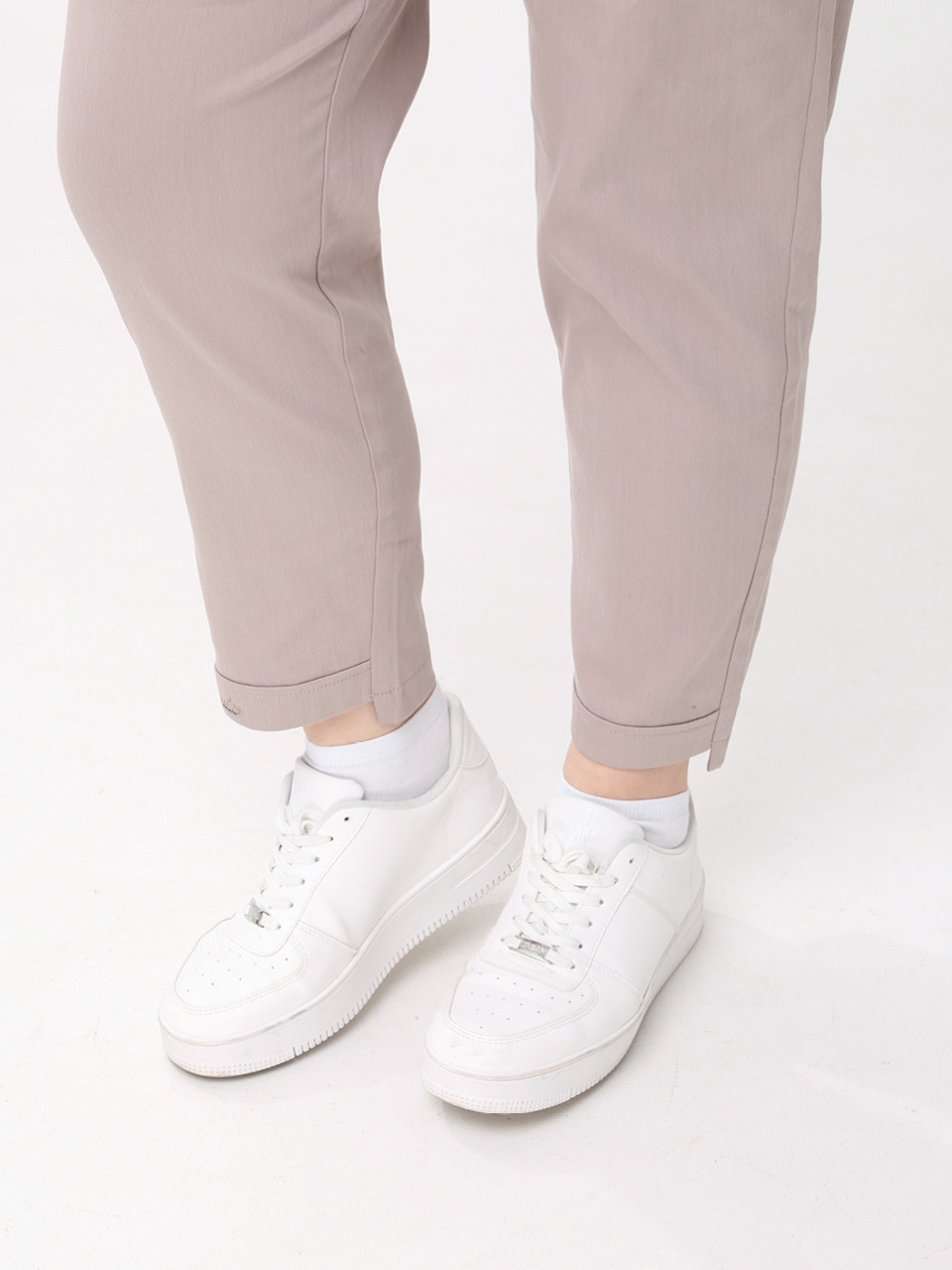 Брюки женские бежевые прямые МОМ летние большой размер  20173-В-2