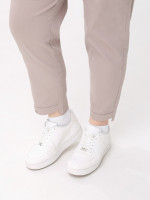 Брюки женские бежевые прямые МОМ летние большой размер  20173-В-2