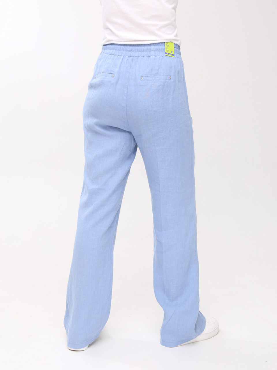 Штани жіночі блакитні літні лляні великий розмір 1370-B-4