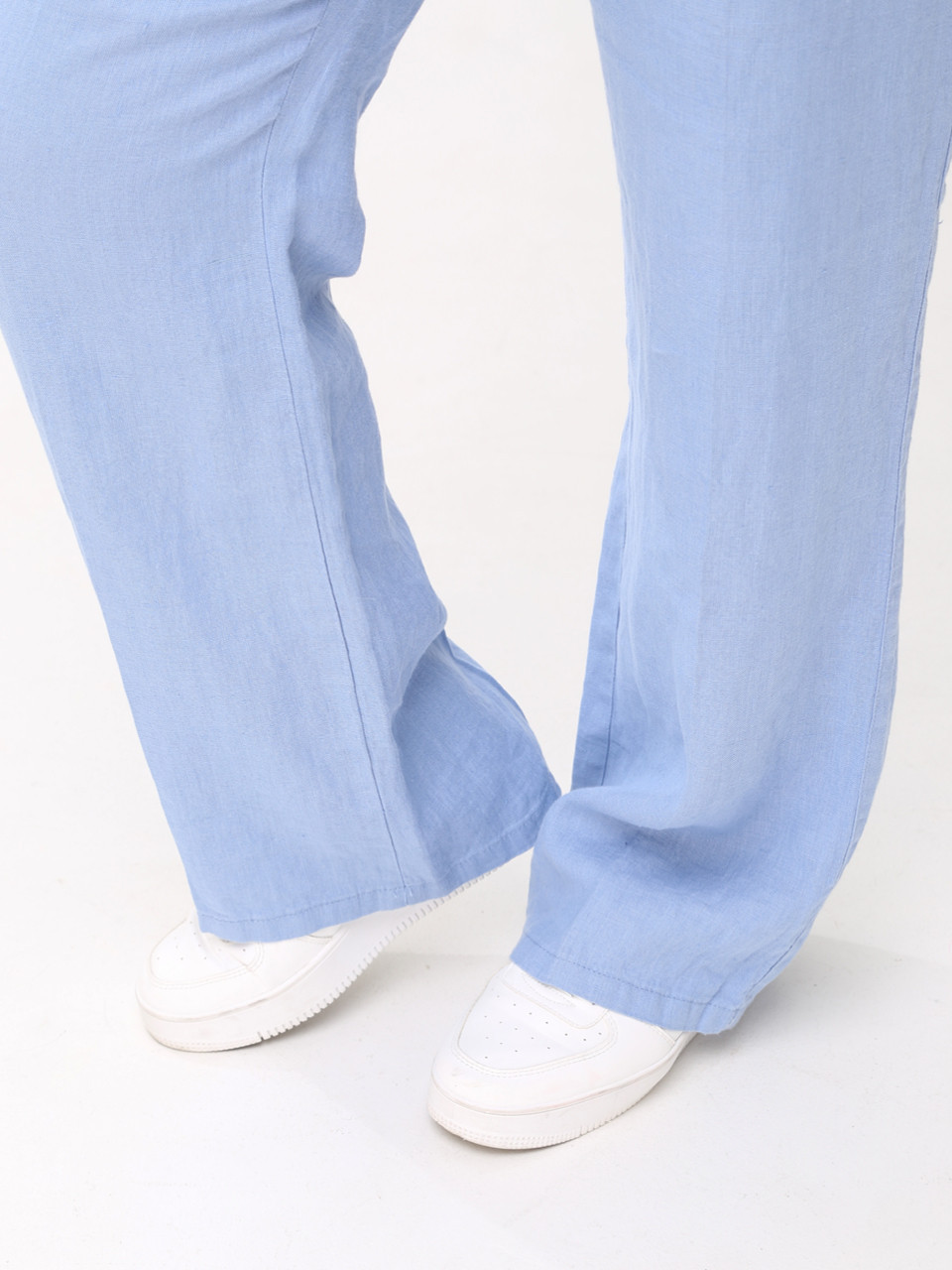 Штани жіночі блакитні літні лляні великий розмір 1370-B-4