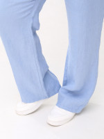 Штани жіночі блакитні літні лляні великий розмір 1370-B-4