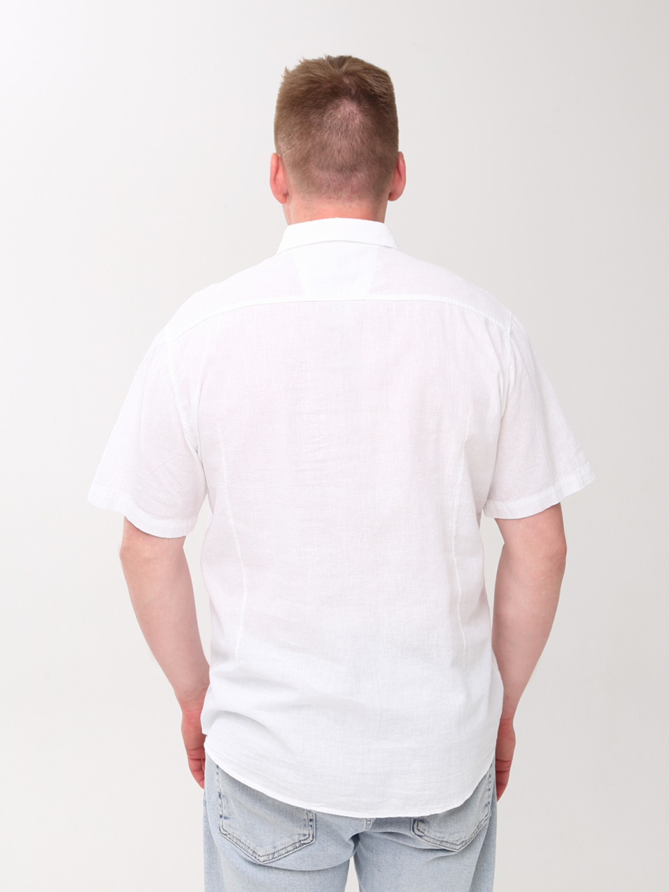 Сорочка чоловіча біла лляна короткий рукав