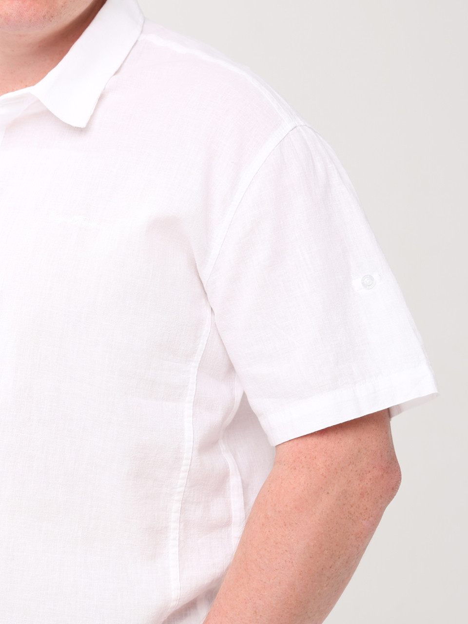 Сорочка чоловіча біла лляна короткий рукав