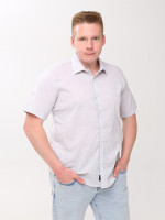 Сорочка чоловіча біло-сіра тонка короткий рукав 6504-3