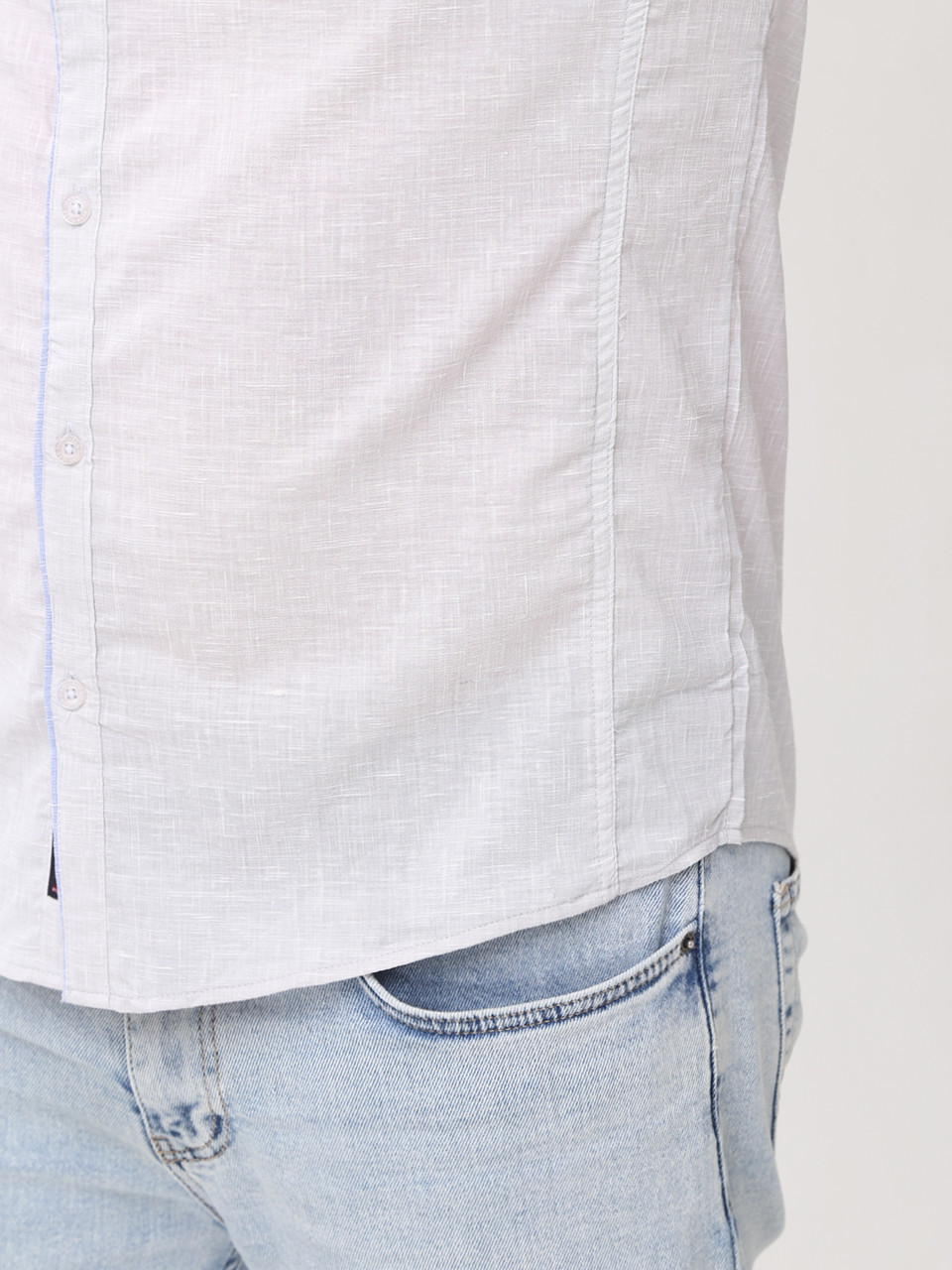 Сорочка чоловіча біло-сіра тонка короткий рукав 6504-3