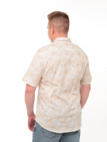 Сорочка чоловіча бежева лляна з пальмами 7611-0-1