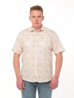 Сорочка чоловіча бежева лляна з пальмами 7611-0-1