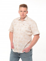 Сорочка чоловіча бежева лляна з пальмами 7611-0-1
