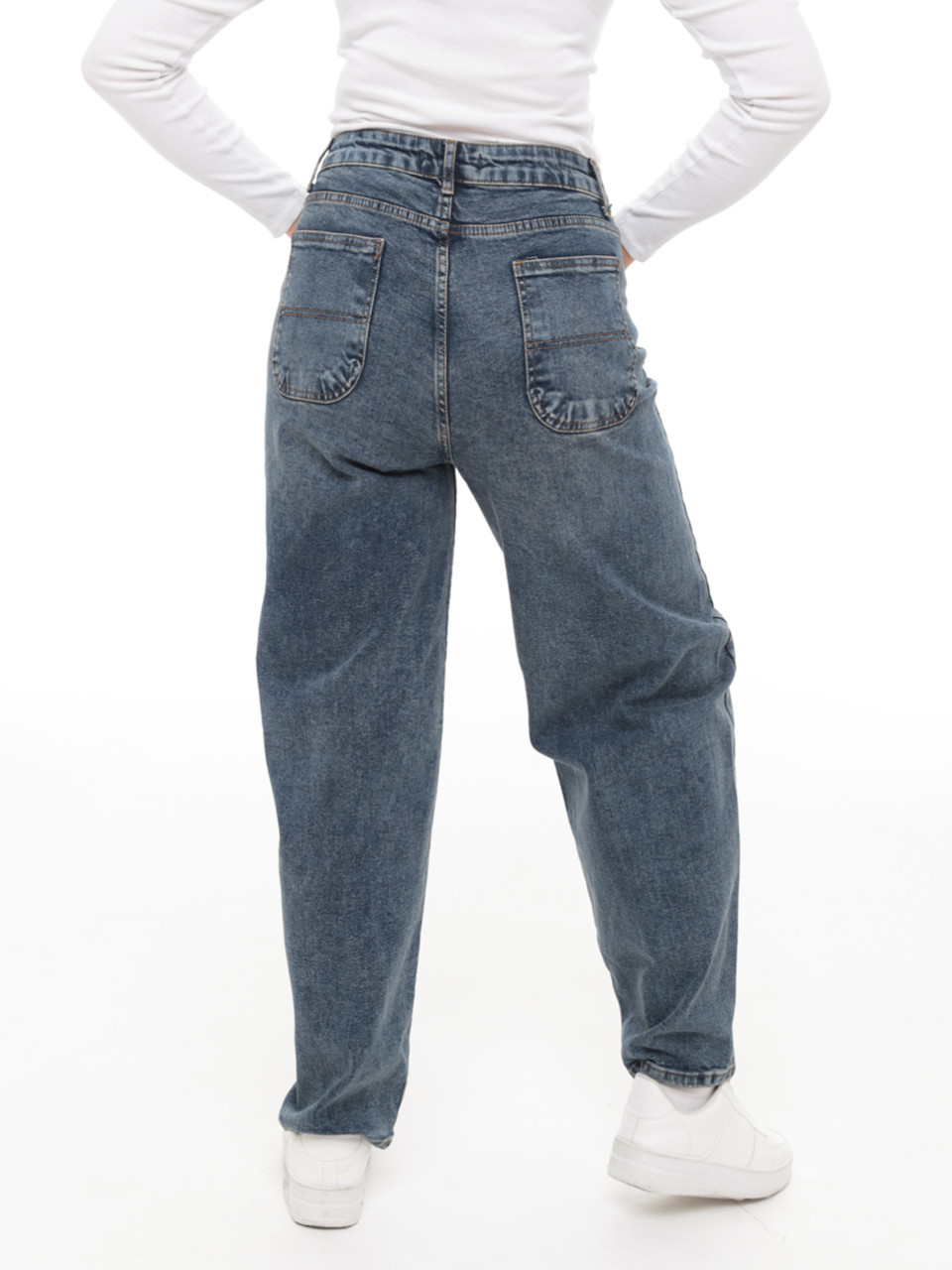 Джинси жіночі баггі брудно-сині зі стрейчем 01531-2
