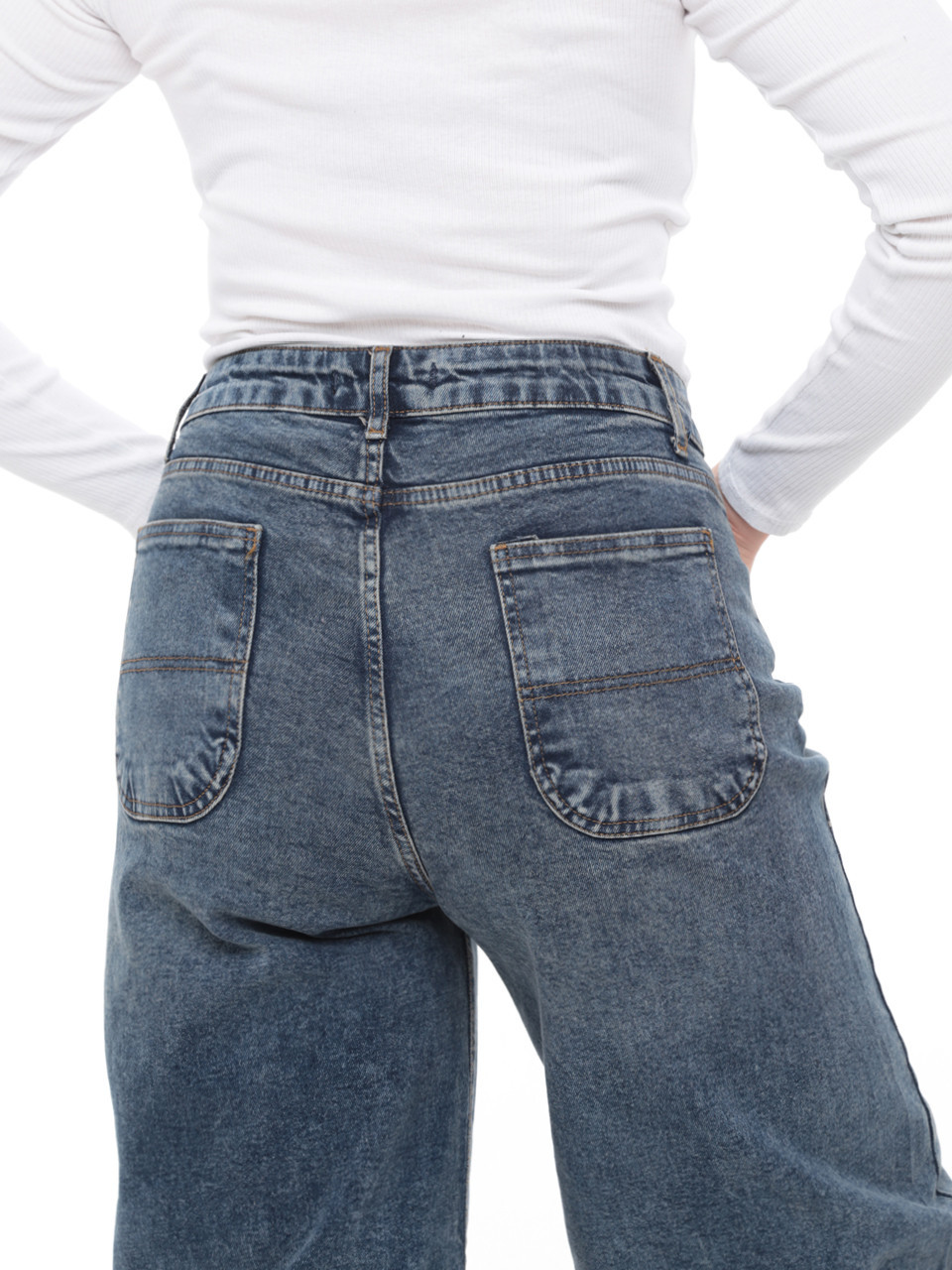 Джинси жіночі баггі брудно-сині зі стрейчем 01531-2