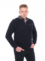 Поло мужское темно-синее длинный рукав однотонное 9124-1