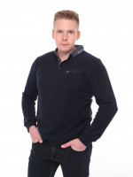 Поло мужское темно-синее длинный рукав однотонное 9124-1