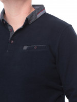Поло мужское темно-синее длинный рукав однотонное 9124-1