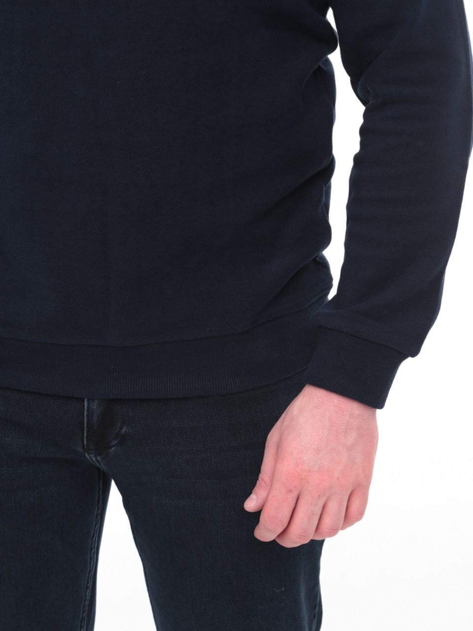 Поло мужское темно-синее длинный рукав однотонное 9124-1