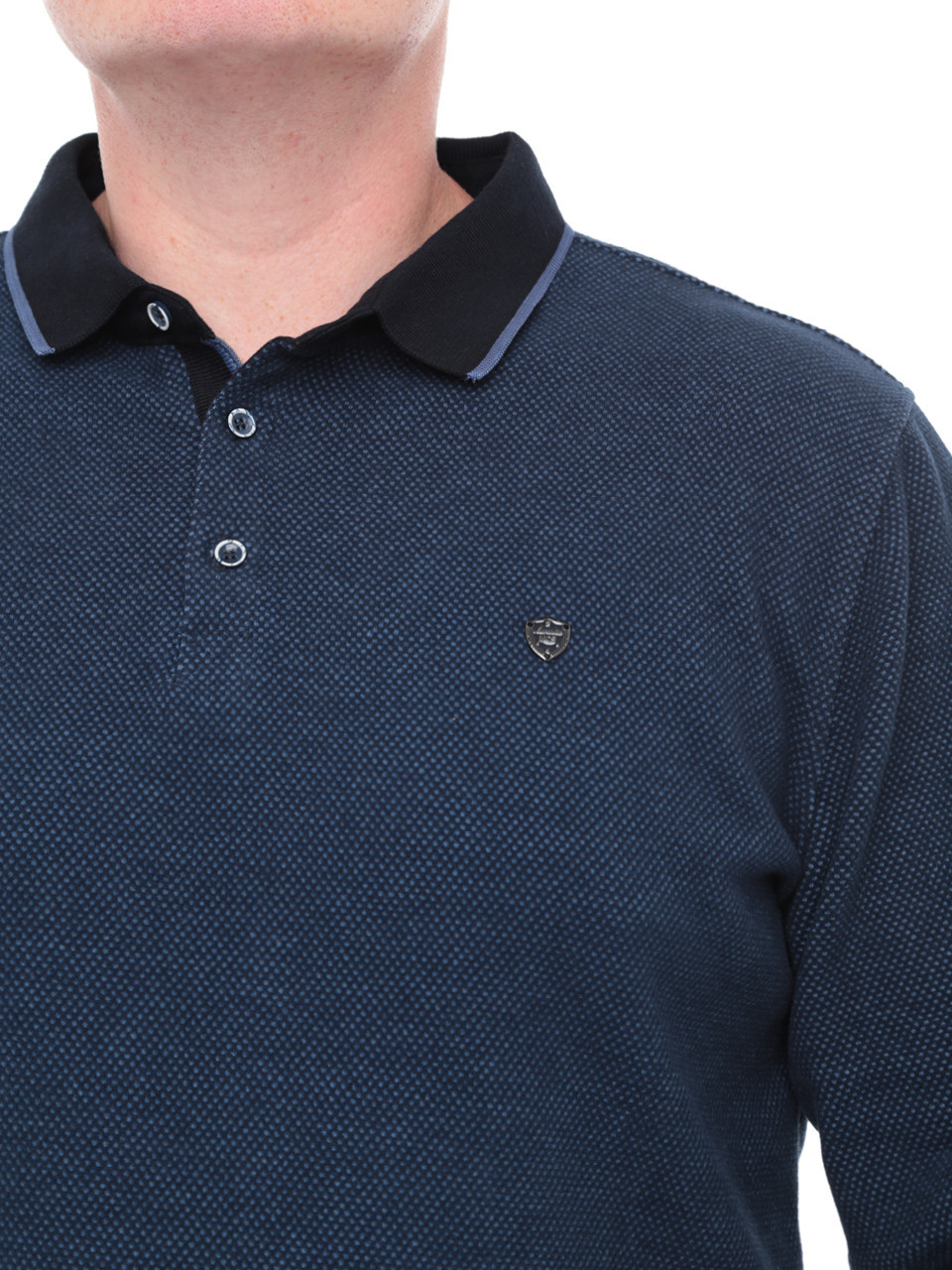 Поло чоловіче темно-синьо довгий рукав з коміром 9308-1