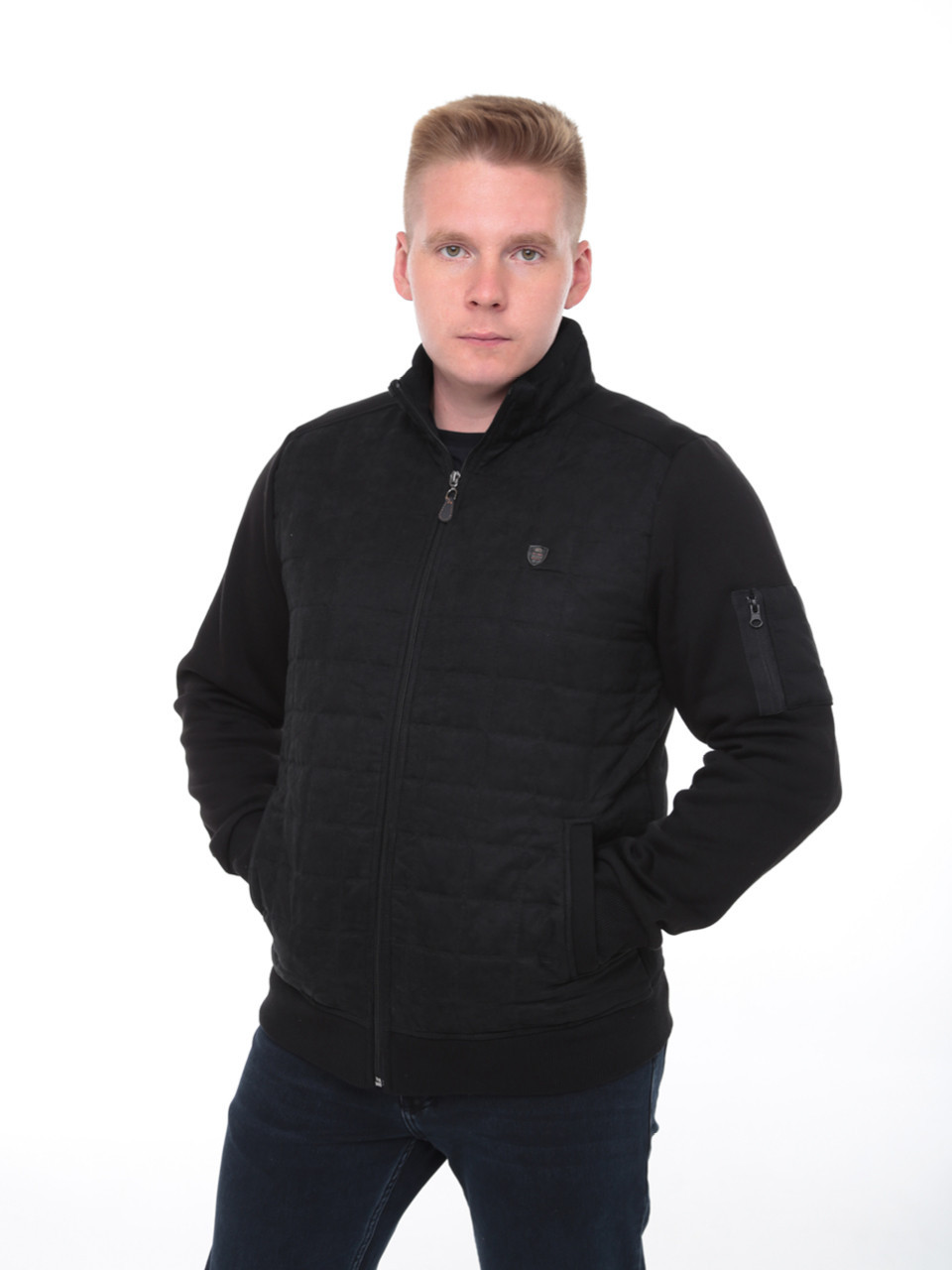 Кофта чоловіча чорна класична на флісі 73