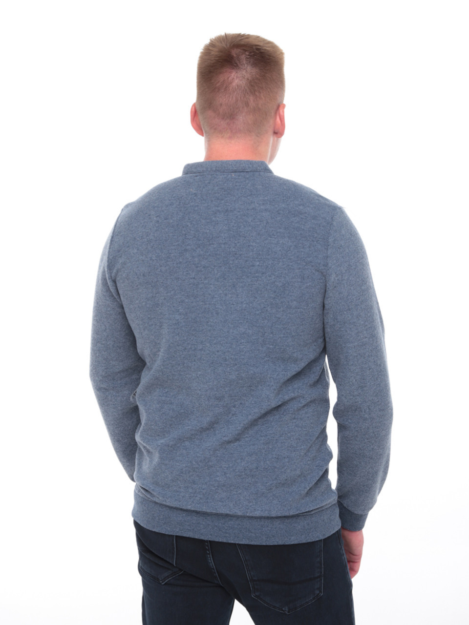 Поло чоловіче синє однотонне комір стійка 9310-1