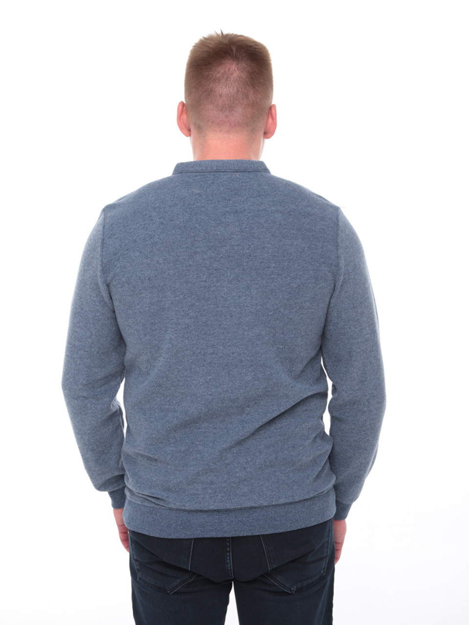 Поло чоловіче синє однотонне комір стійка 9310-1