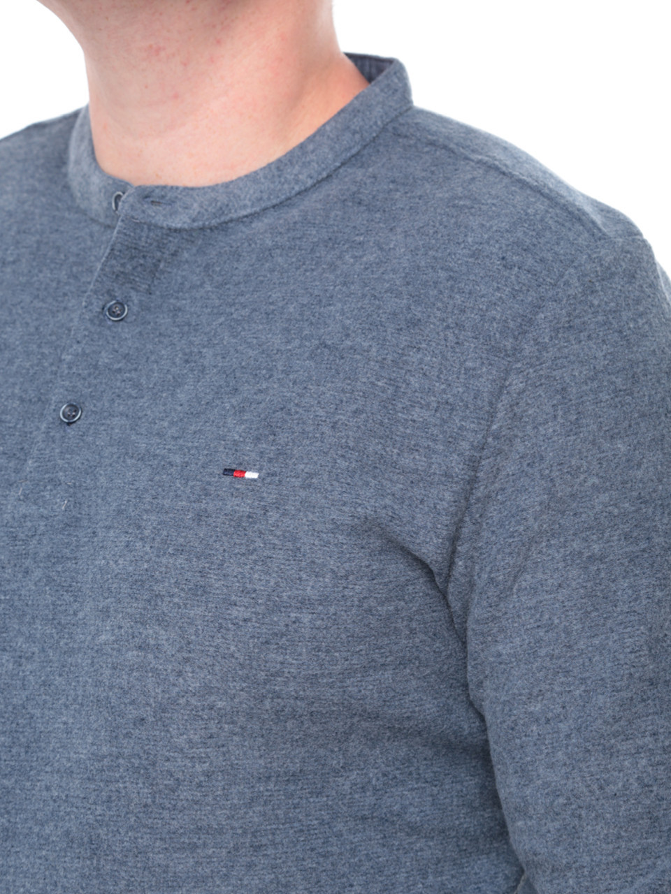 Поло чоловіче синє однотонне комір стійка 9310-1