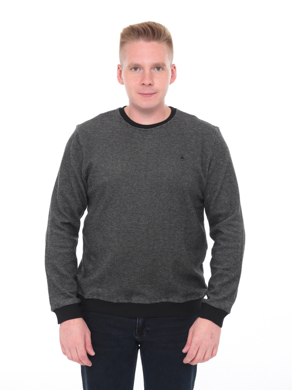 Джемпер чоловічий чорний прямий в крапку 8306-1