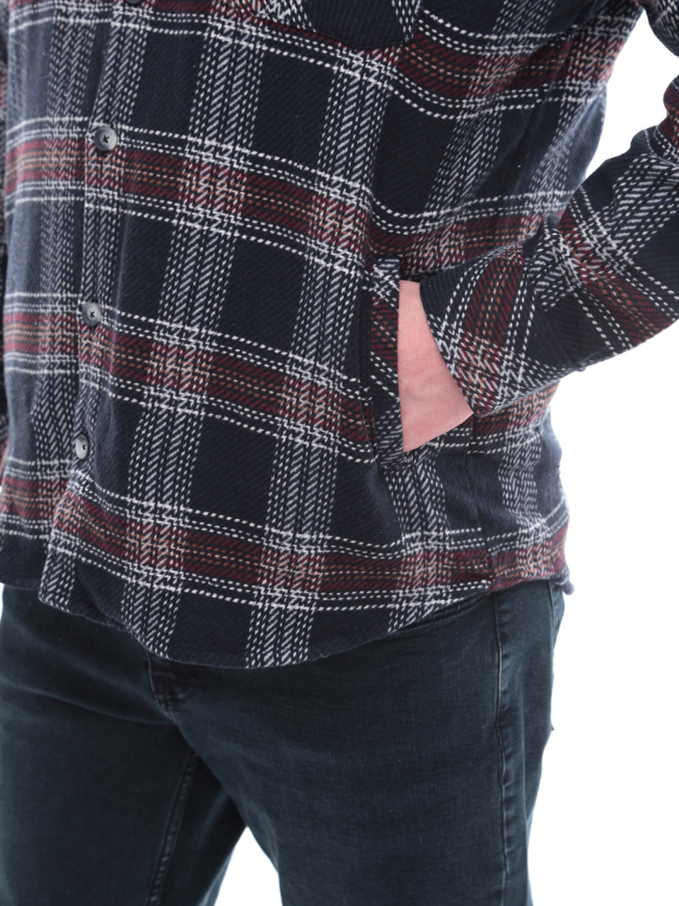 Сорочка чоловіча темно-синя в клітинку байкова 1712-2