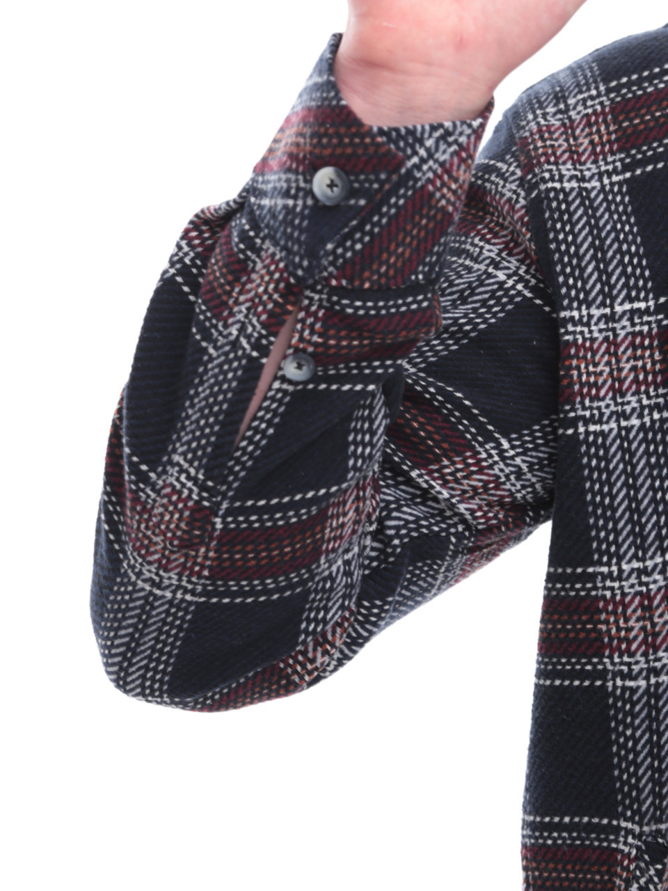 Сорочка чоловіча темно-синя в клітинку байкова 1712-2