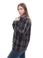 Рубашка женская темно-синяя в клетку байковая теплая 1712-2-w