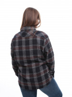 Рубашка женская темно-синяя в клетку байковая теплая 1712-2-w
