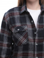 Рубашка женская темно-синяя в клетку байковая теплая 1712-2-w