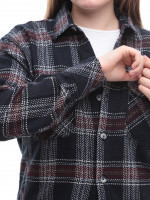 Рубашка женская темно-синяя в клетку байковая теплая 1712-2-w