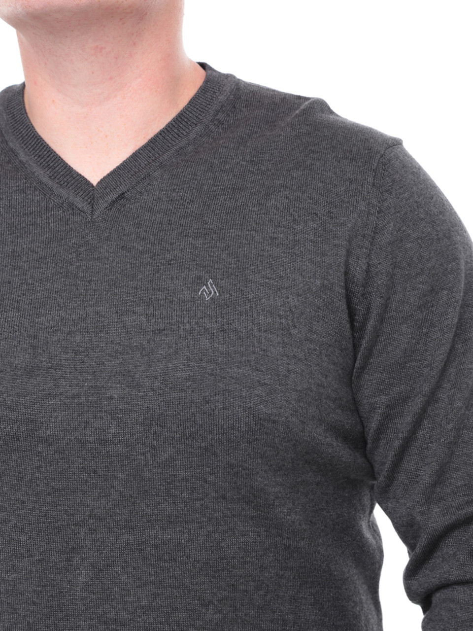 Светр чоловічий сірий тонкий комір мис 101-4-2-V