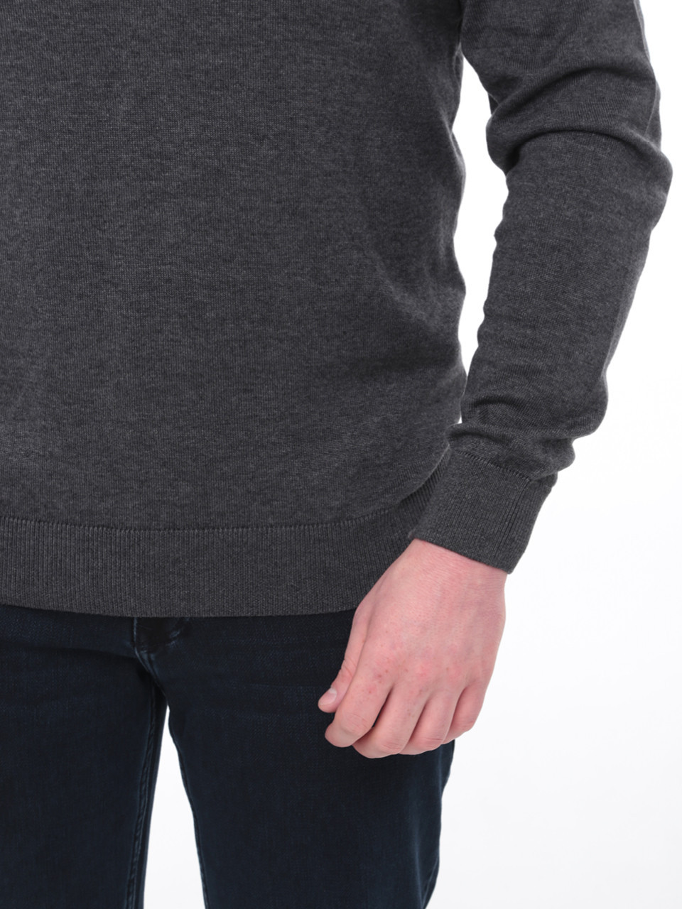 Светр чоловічий сірий тонкий комір мис 101-4-2-V