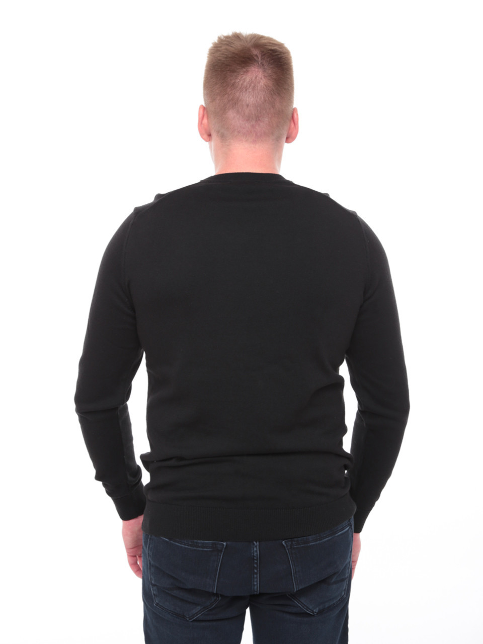 Светр чоловічий чорний тонкий однотонний 100-4-3