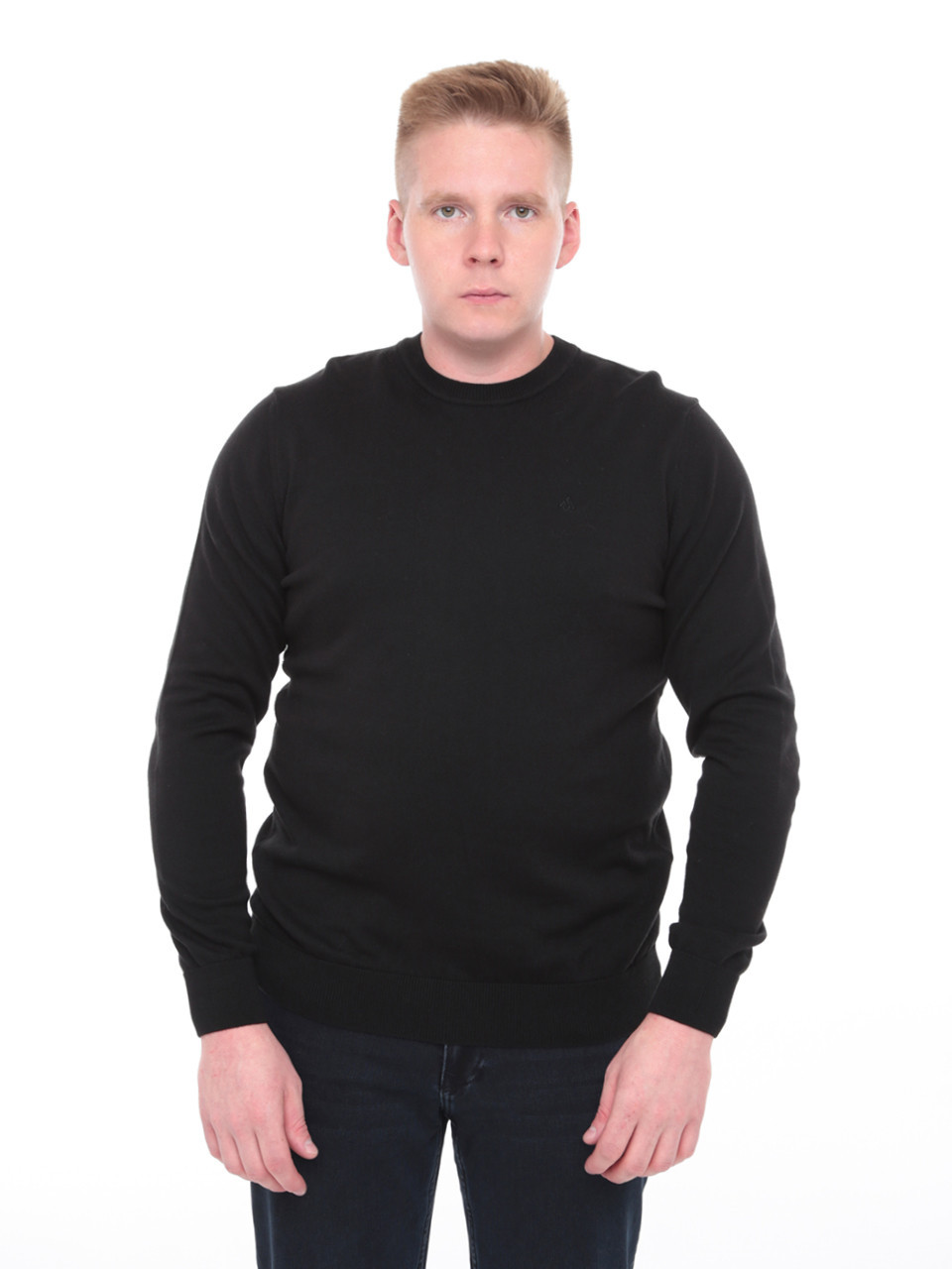 Светр чоловічий чорний тонкий однотонний 100-4-3