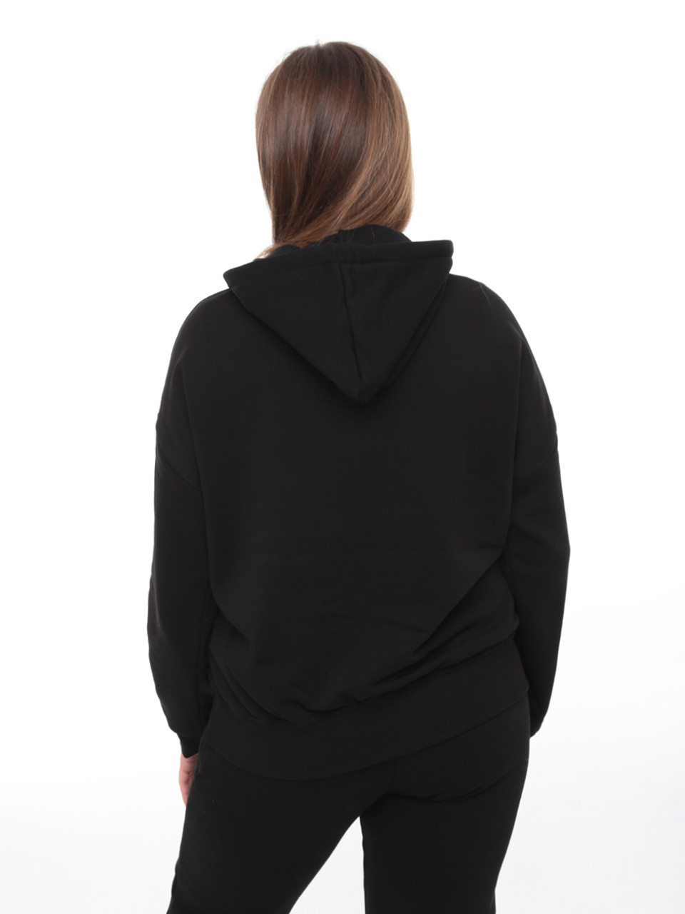 Толстовка жіноча чорна на тонкому флісі 1791-1