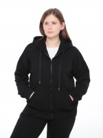 Толстовка жіноча чорна на тонкому флісі 1791-1