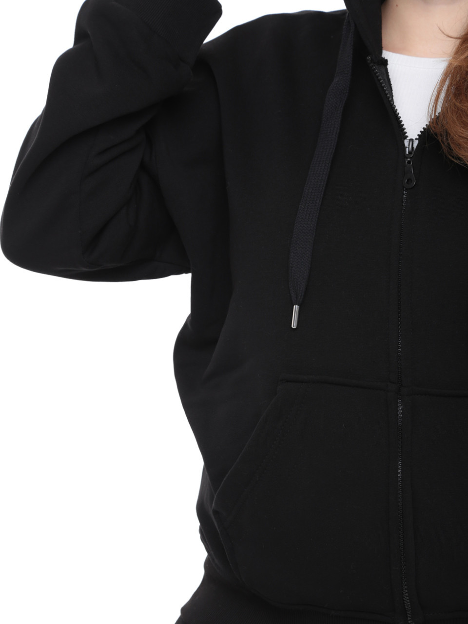 Толстовка жіноча чорна на тонкому флісі 1791-1