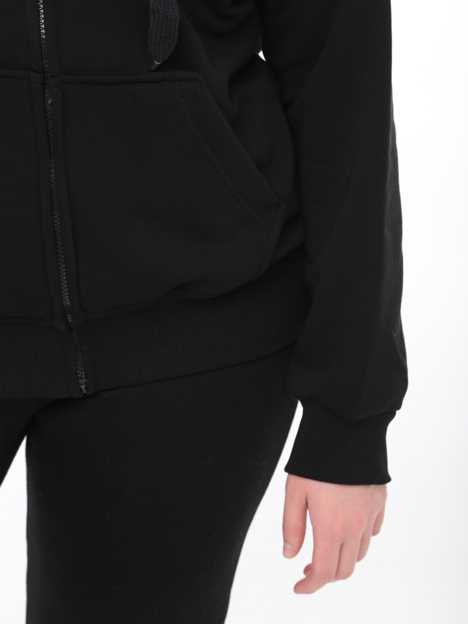 Толстовка жіноча чорна на тонкому флісі 1791-1