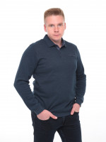 Поло чоловіче синє щільне з довгим рукавом 9119-1