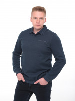 Поло чоловіче синє щільне з довгим рукавом 9119-1
