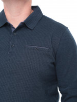 Поло чоловіче синє щільне з довгим рукавом 9119-1
