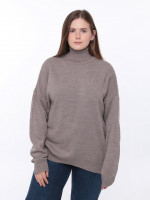 Светр жіночий коричневий подовжений з горлом 214469-1