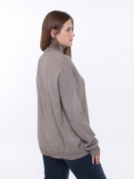 Светр жіночий коричневий подовжений з горлом 214469-1