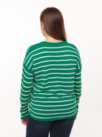 Светр жіночий зелений в смужку тонкий вільний 10293-1-Т