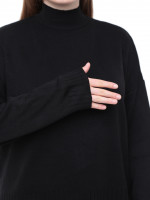 Светр жіночий чорний вільний з коміром 10866-3