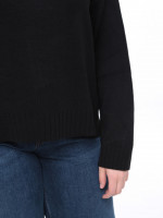 Светр жіночий чорний вільний з коміром 10866-3