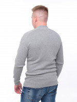 Светр чоловічий сірий приталений з коміром на блискавці 1414-3