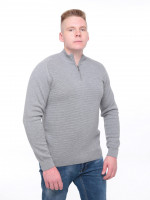 Светр чоловічий сірий приталений з коміром на блискавці 1414-3