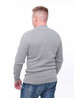 Светр чоловічий сірий приталений з коміром на блискавці 1414-3